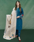 URGE Pure Lawn 3-Piece Black Embroidered Suit with Digital Printed Dupatta