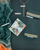 URGE Pure Lawn 3-Piece Embroidered Summer Collection – Dark Green & Gold Designer Suit