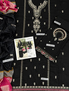 URGE Pure Lawn 3-Piece Embroidered Summer Collection – Black & Pink Designer Suit