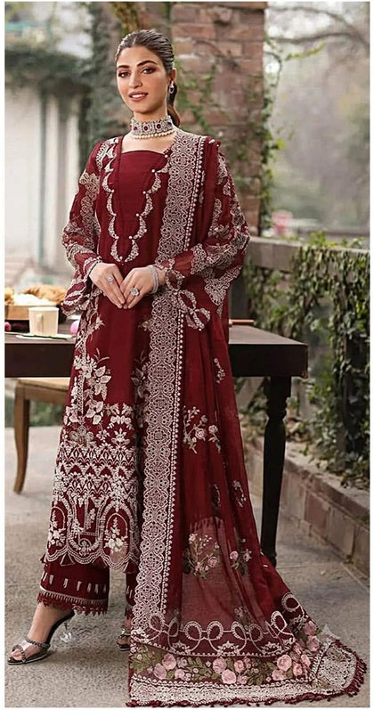 Bin Ilyas Winter Collection – Teal Blue Embroidered Dhanak 3PC Ensemble