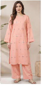 Bareeze Winter Collection 26-27 Airjet Dhanak 2-Piece Peach Embroidered Suit