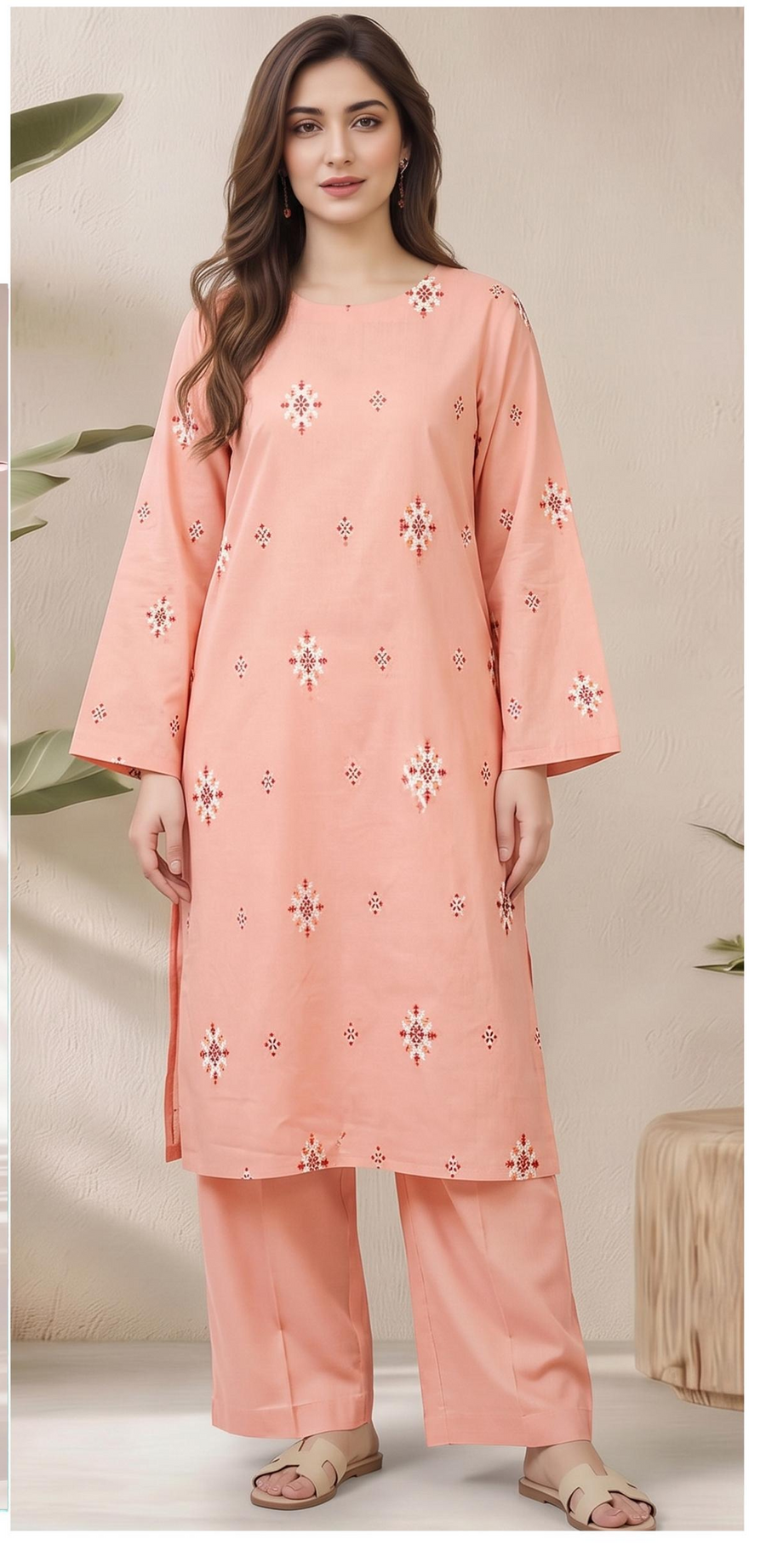 Bareeze Winter Collection 26-27 Airjet Dhanak 2-Piece Peach Embroidered Suit