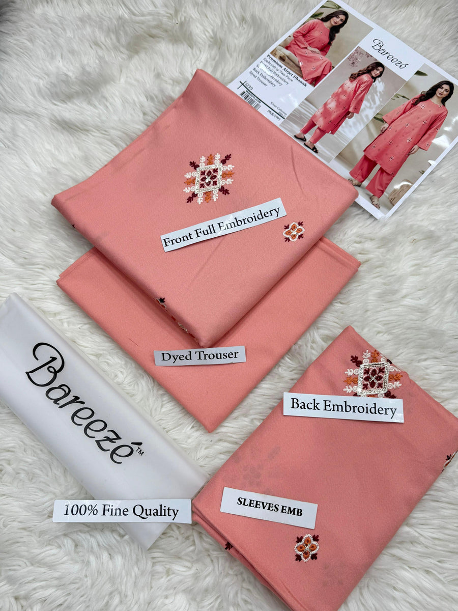 Bareeze Winter Collection 26-27 Airjet Dhanak 2-Piece Peach Embroidered Suit