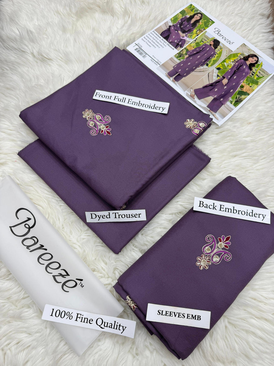 Bareeze Winter Collection 26-27 Airjet Dhanak 2-Piece Plum Embroidered Suit