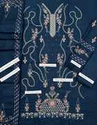 Maria B Winter Collection 2026-27 Premium Airjet Dhanak 3-Piece Teal Embroidered Suit with Embroidered Dhanak Shawl