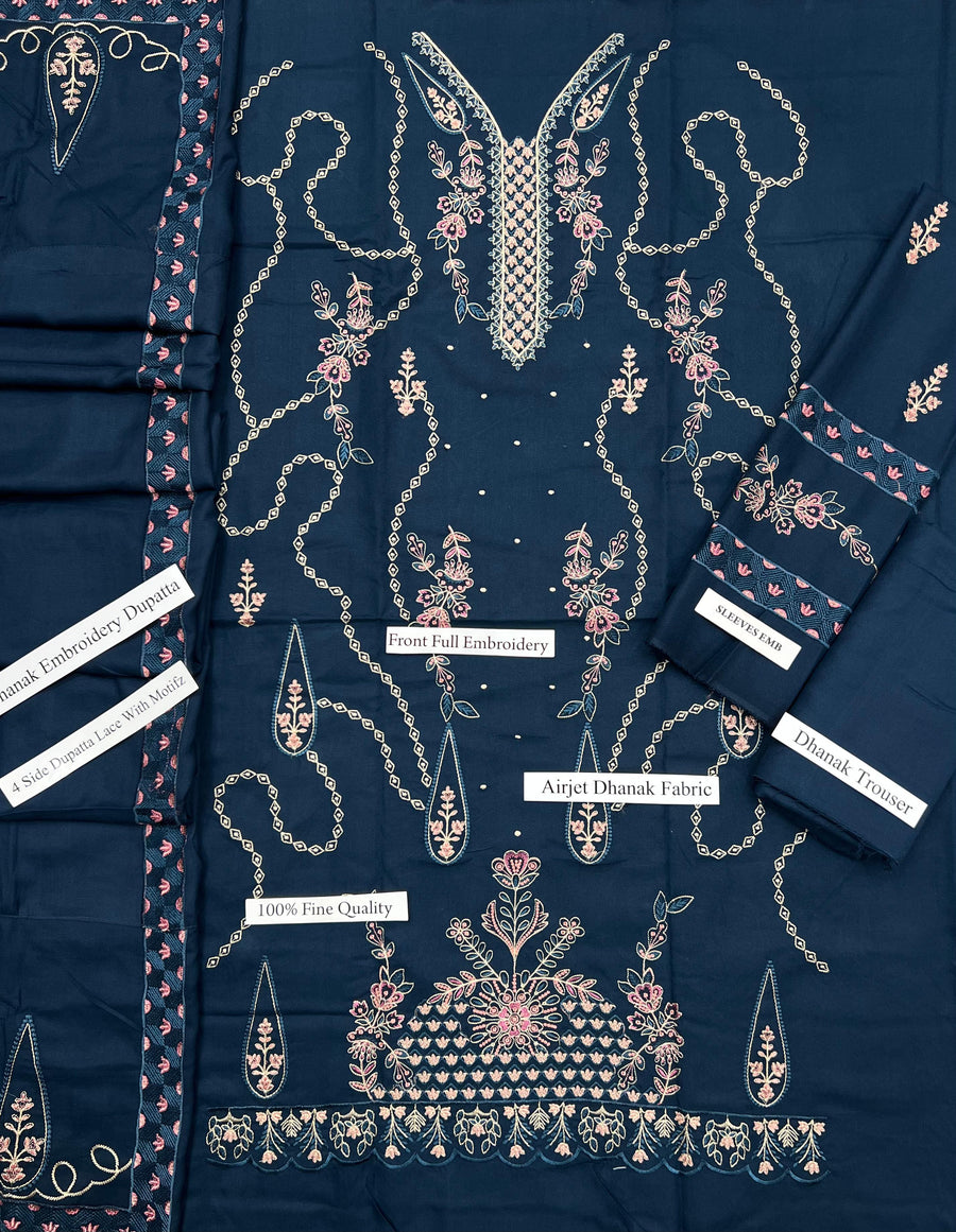 Maria B Winter Collection 2026-27 Premium Airjet Dhanak 3-Piece Teal Embroidered Suit with Embroidered Dhanak Shawl