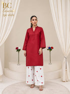 Waniya Noor Stitched Lawn 2PC Suit Solid Jet Black Shirt Lace Embellished White Heart Embroidered Flapper Trouser Ready to Wear