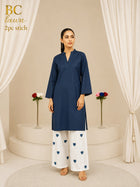 Waniya Noor Stitched Lawn 2PC Suit Solid Jet Black Shirt Lace Embellished White Heart Embroidered Flapper Trouser Ready to Wear