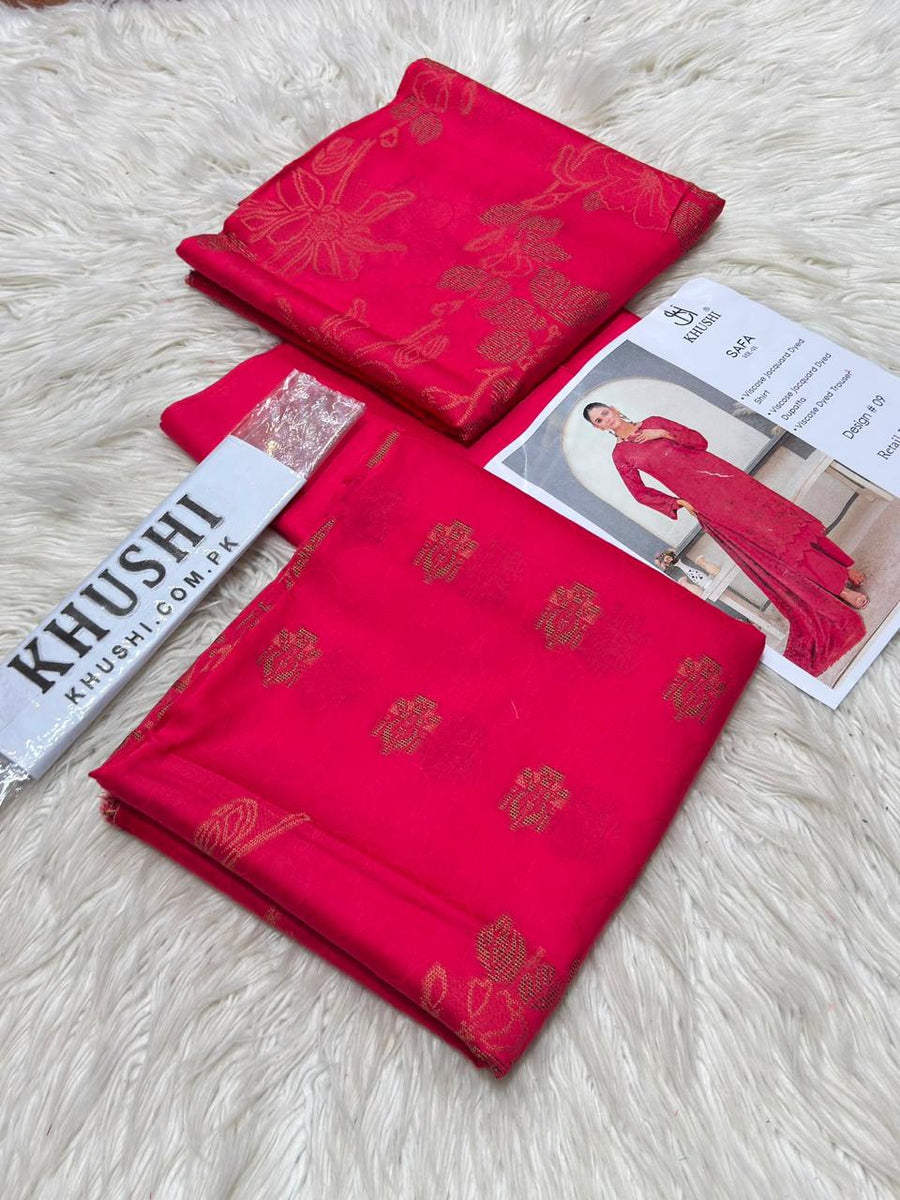 KHUSHI Original Brosha Jacquard 3-Piece Unstitched Suit