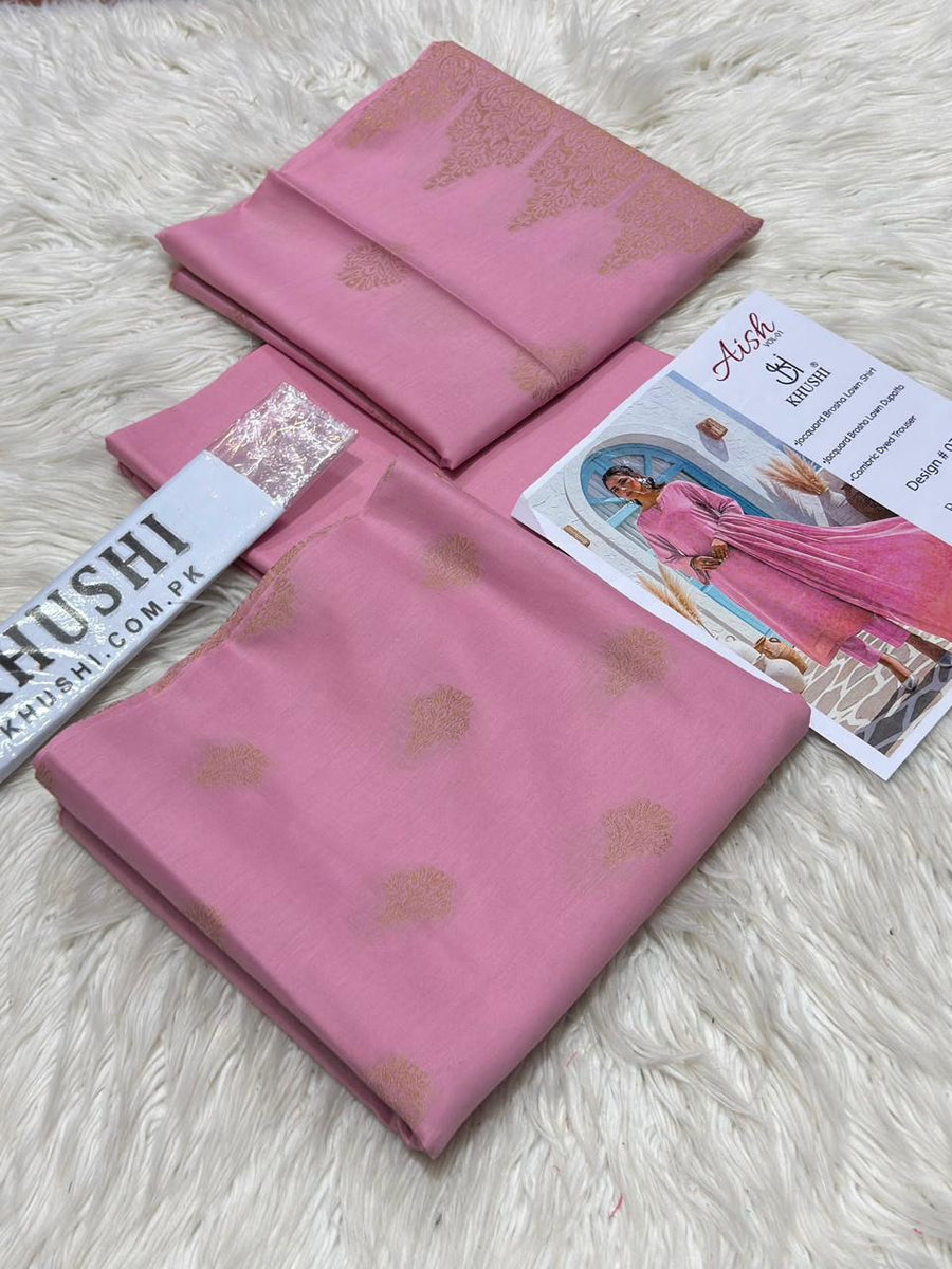 KHUSHI Original Brosha Jacquard 3-Piece Unstitched Suit
