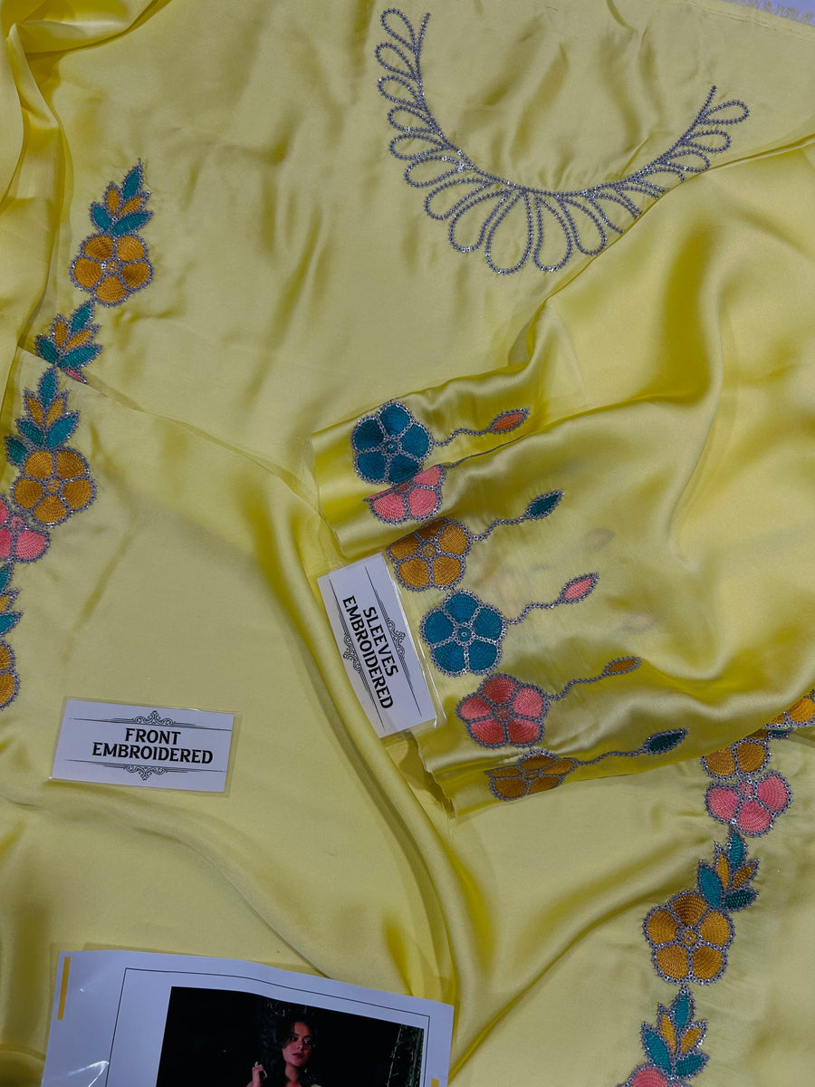 Soft Silk Embroidered 2-Piece Unstitched Kaftan Collection (D# 1216 / 1217)