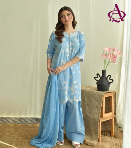 Laam Series Heavy Embroidered 3-Piece Dhanak Winter Collection 2026 (Code AL 828)