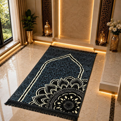 Top Madina Style Muqam-e-Ibrahim Soft Velvet Prayer Mat (Janamaz)