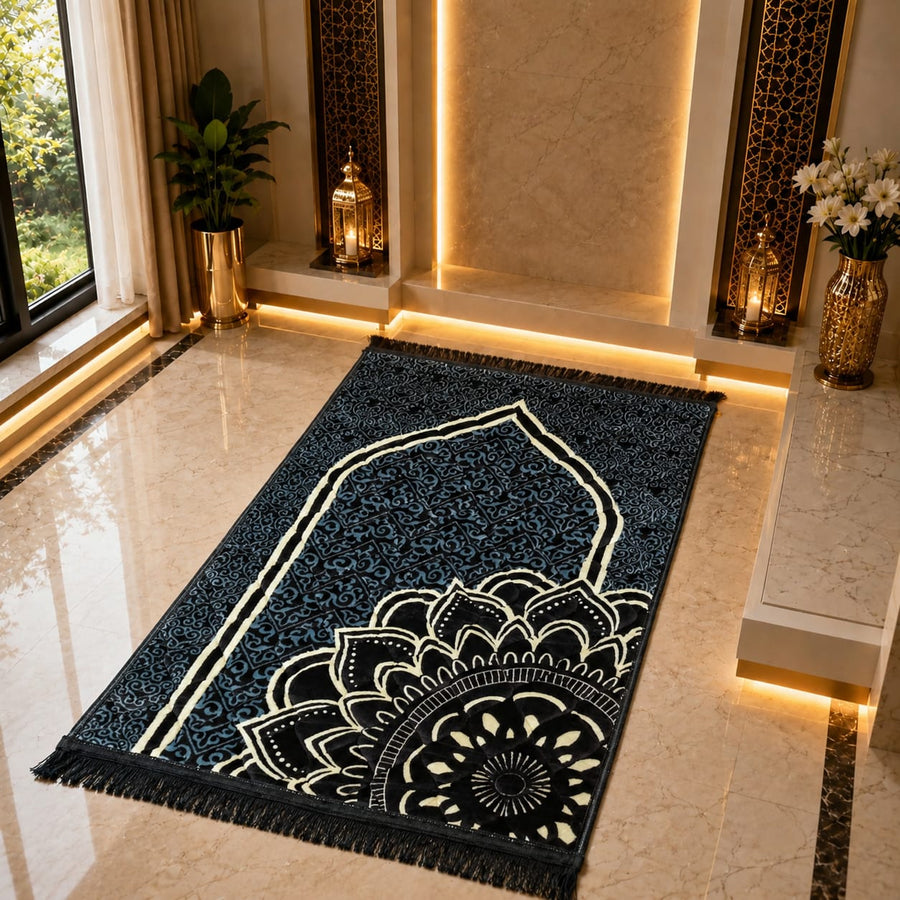 Top Madina Style Muqam-e-Ibrahim Soft Velvet Prayer Mat (Janamaz)