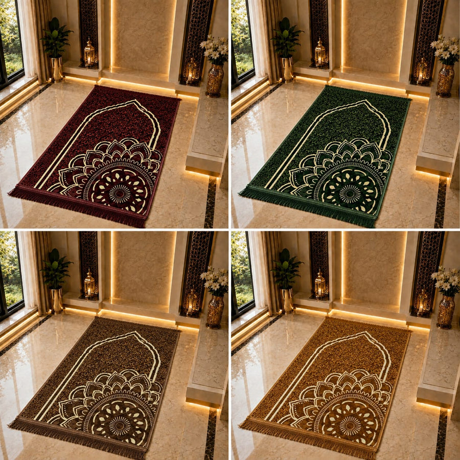 Top Madina Style Muqam-e-Ibrahim Soft Velvet Prayer Mat (Janamaz)