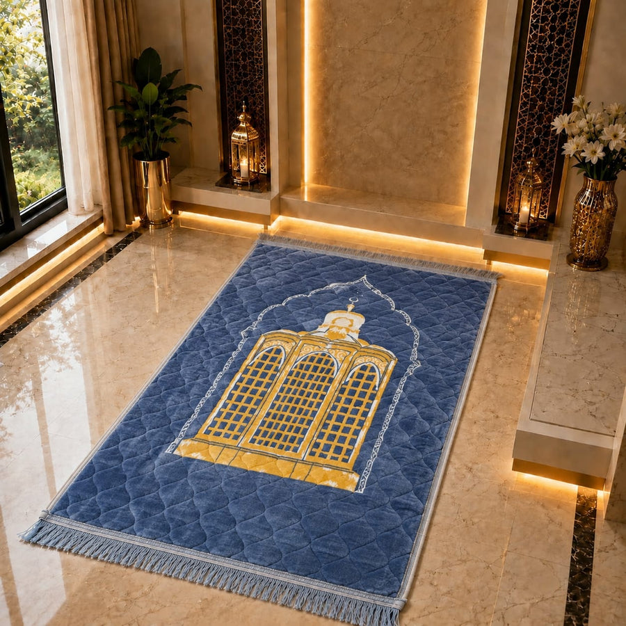 Top Madina Style Dome Design Soft Velvet Prayer Mat (Janamaz)