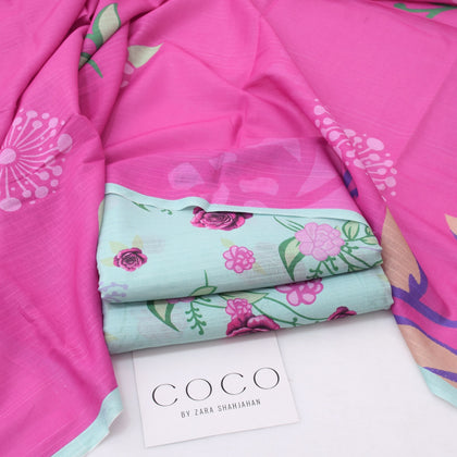 COCO by Zara Shahjahan Summer 2026 | Digital Printed Pink & Mint Lawn 3-Piece Suit