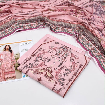 2026 Orient + Firdous Lawn Collection | Printed Pink 3-Piece Suit