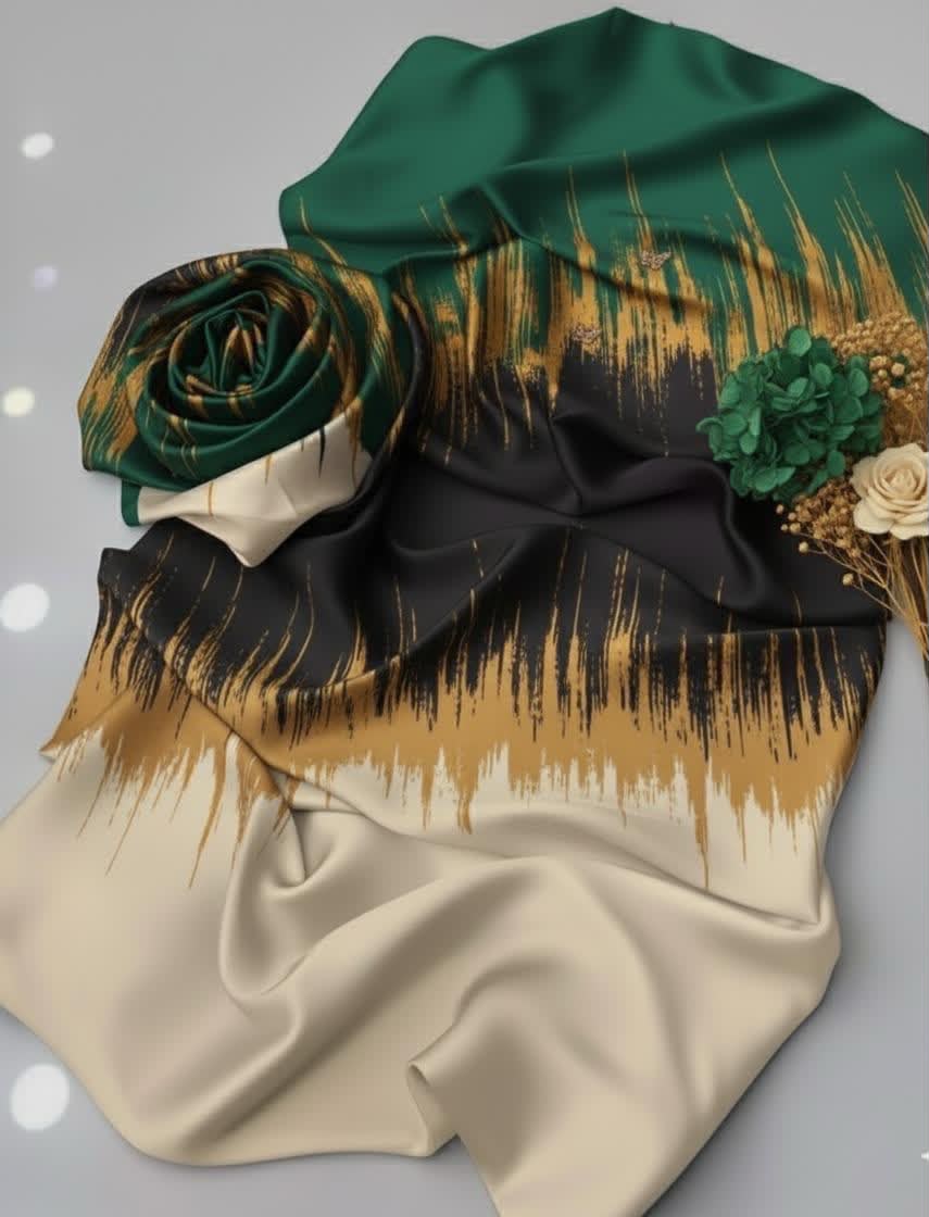 Lulusar Digital Printed 3-Piece Shamooz Silk Suit with Silk Dupatta