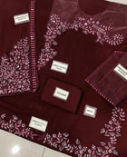 AZZEL Luxury Chiffon Long Shirt Suit with Heavy Embroidered Dupatta & Malai Trouser
