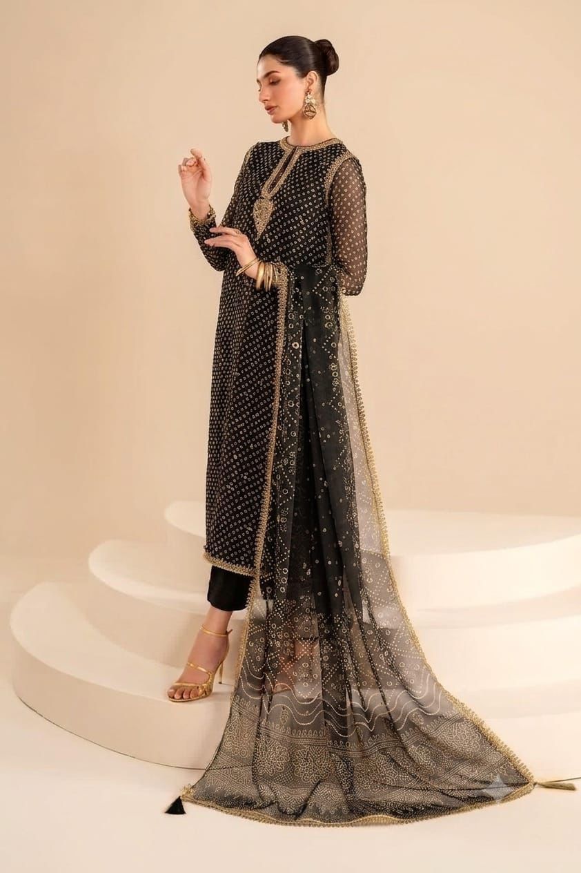 Barooque Embroidered Chiffon SF-625 | 3-Piece Chunari Design Suit