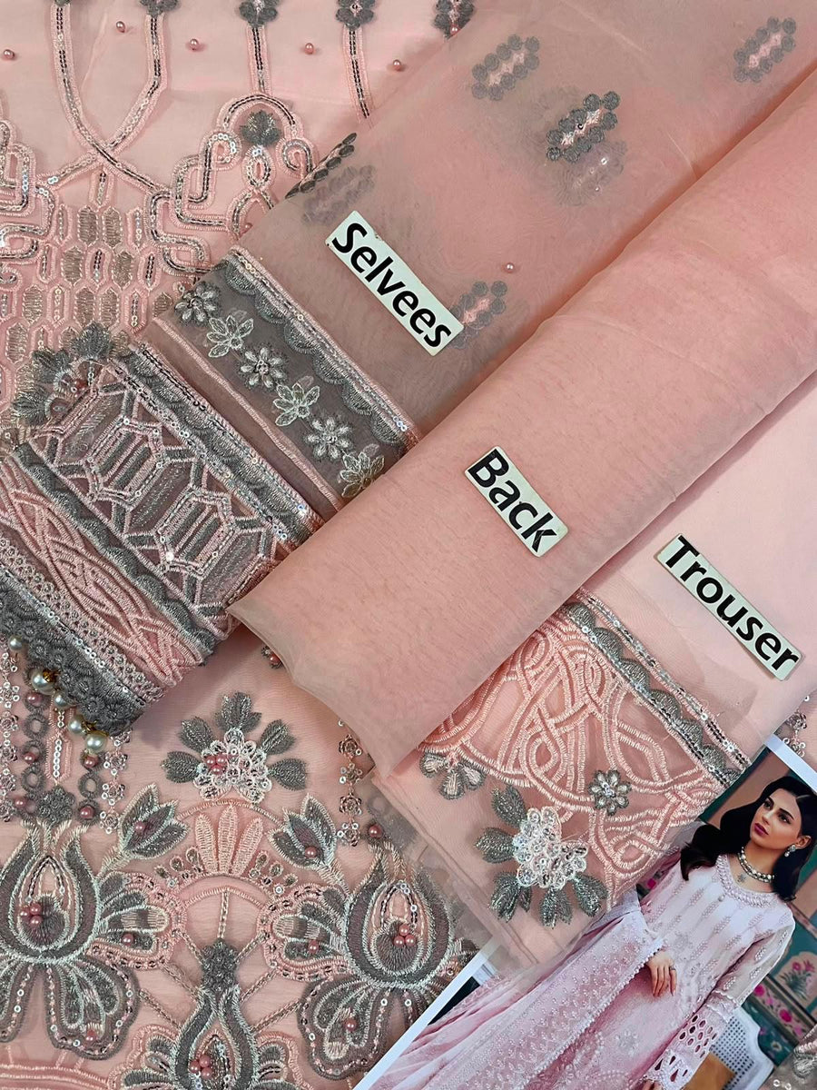 Flossie Festive Collection | Organza Handwork Embroidered 3-Piece Suit