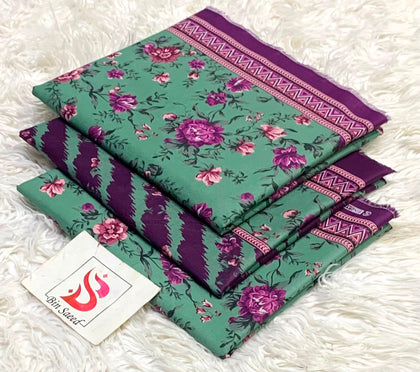 Bin Saeed Original Printed Lawn Collection | Sage Green & Purple 3-Piece