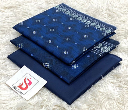 Bin Saeed Summer Collection 2026 - Deep Navy Blue Chunri Style Printed 3PC