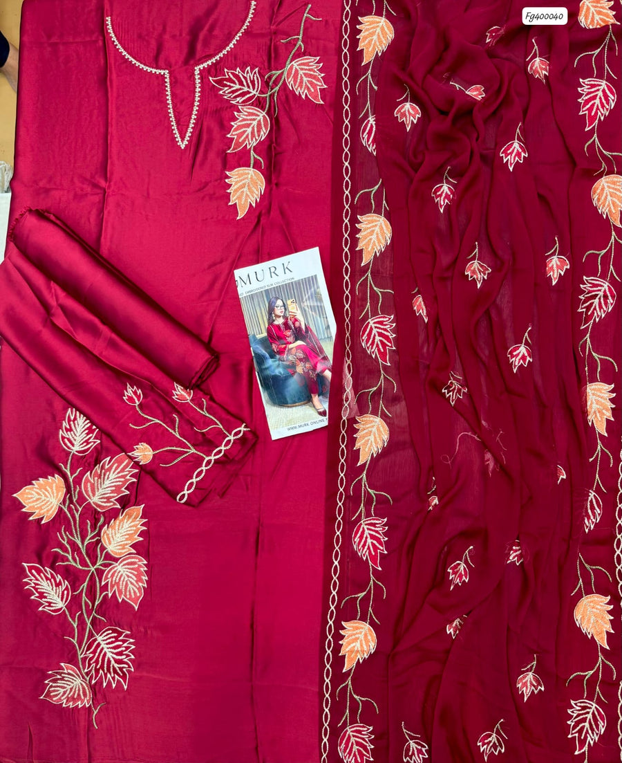 Murk Hit Collection Shehmoz Silk Embroidered 3-Piece Suit – Winter 2026–27