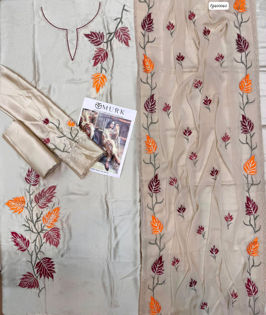 Murk Hit Collection Shehmoz Silk Embroidered 3-Piece Suit – Winter 2026–27