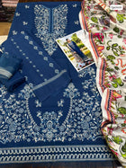 Batik Navy Blue Embroidered Dhanak 3-Piece Suit – Winter Collection 2026–27