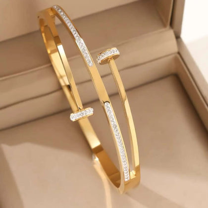 Premium Stainless Steel Keel Stone Bangle – Waterproof & Anti-Tarnish