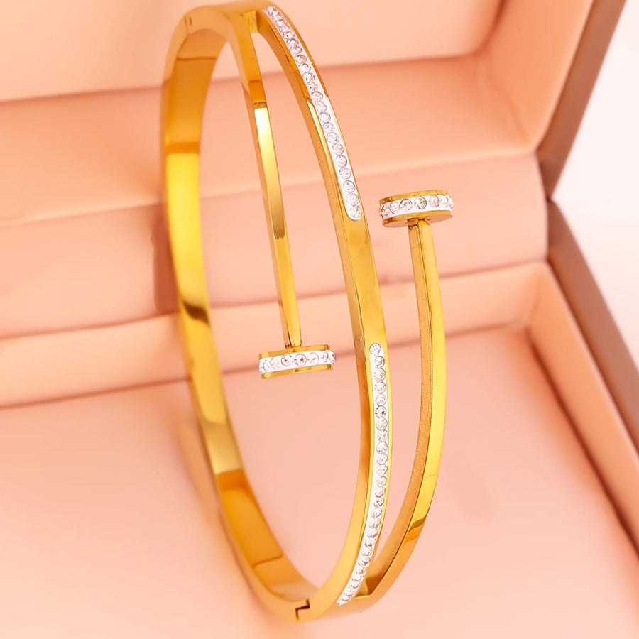 Premium Stainless Steel Keel Stone Bangle – Waterproof & Anti-Tarnish