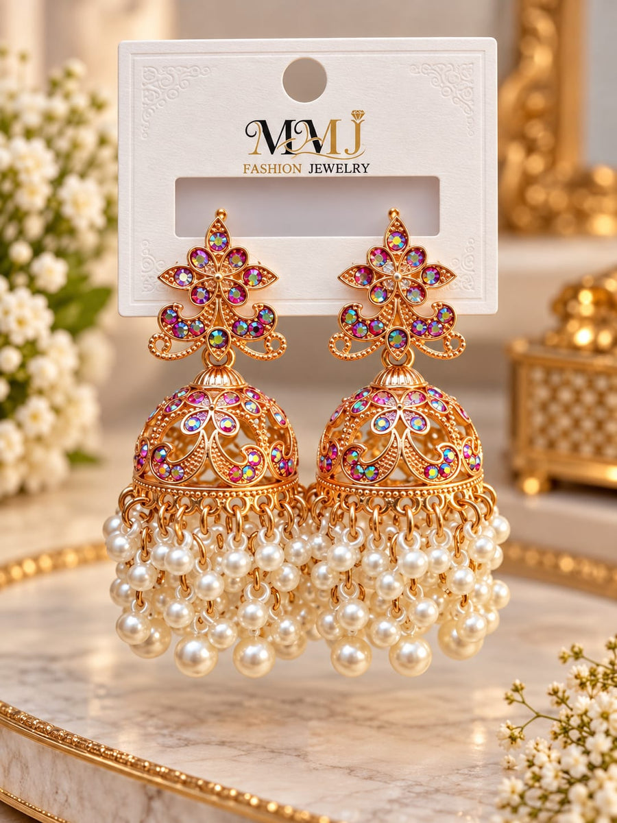Gold-Plated Waterproof Jhumkies – 4 Random Colors