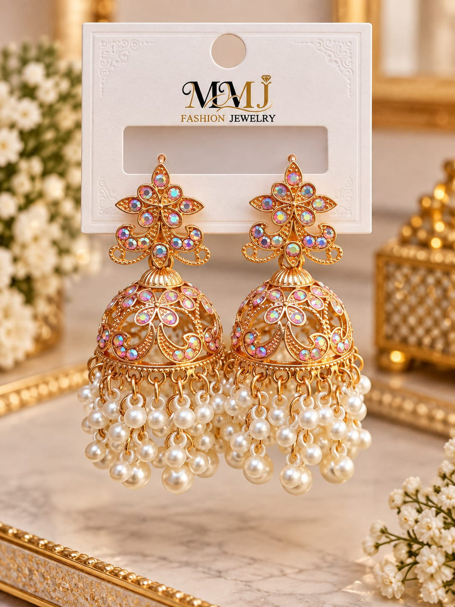 Gold-Plated Waterproof Jhumkies – 4 Random Colors