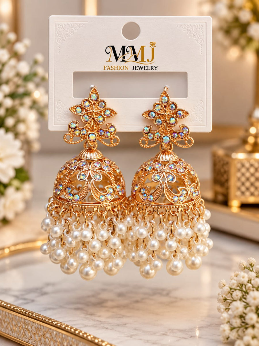 Gold-Plated Waterproof Jhumkies – 4 Random Colors