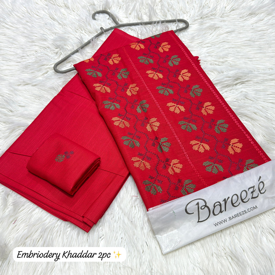 Bareeze Embroidered Khaddar 2-Piece Women's Unstitched Fabric