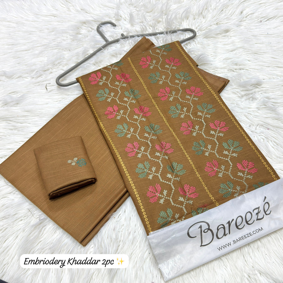 Bareeze Embroidered Khaddar 2-Piece Women's Unstitched Fabric