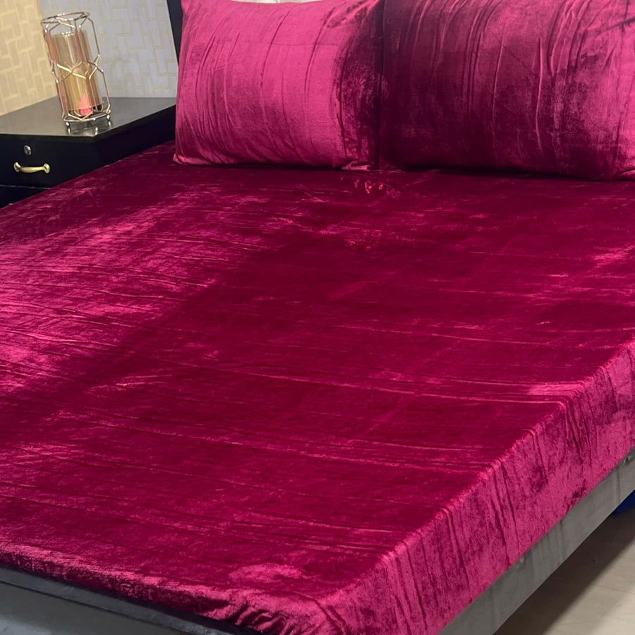 Premium Soft Velvet Fleece King Size Bedsheet with 2 Pillow Covers (95" x 90")