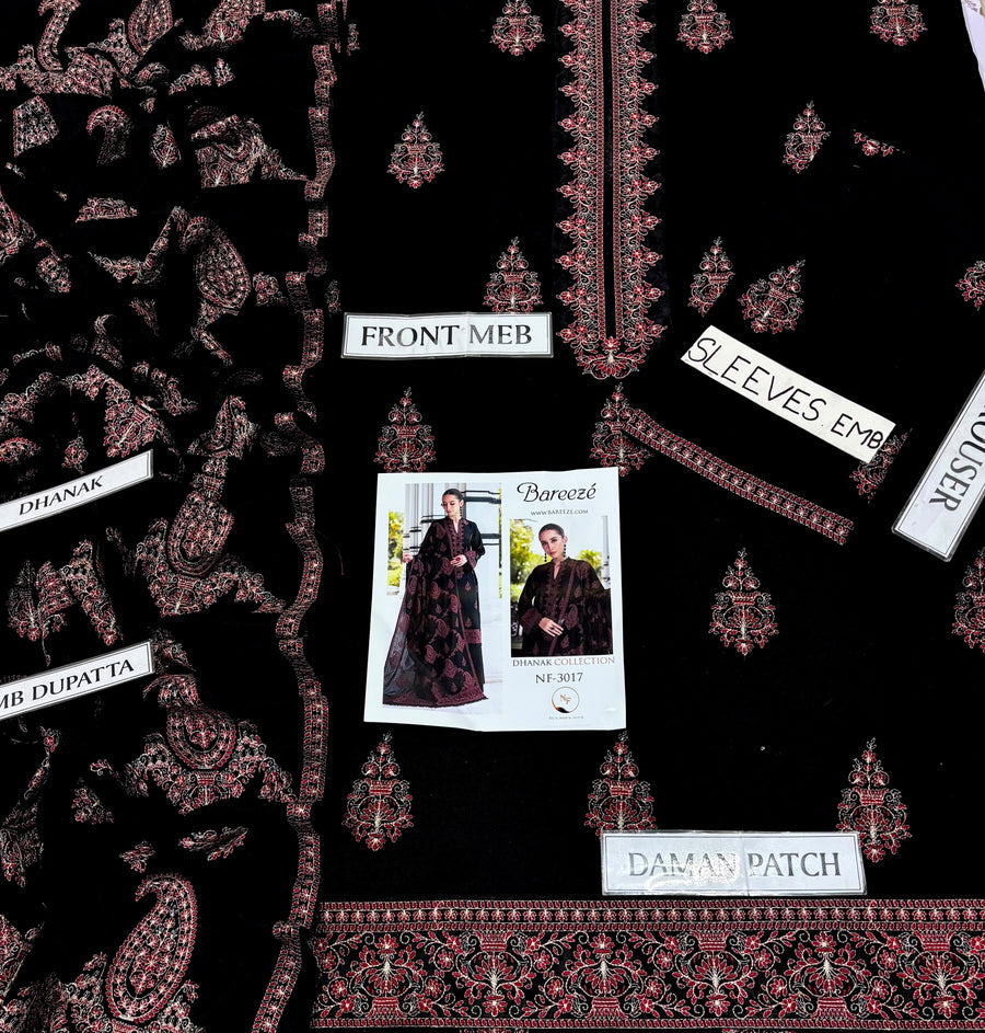 Bareeze Winter Dhanak Collection 2026-2027 | 3PC Heavy Embroidered Suit (D#3017)