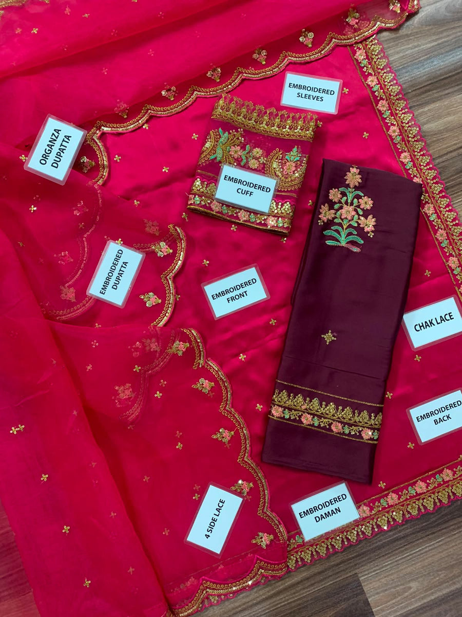 Exclusive Maria.B Heavy Embroidered Silk Suit – Most Viral Article of the Year
