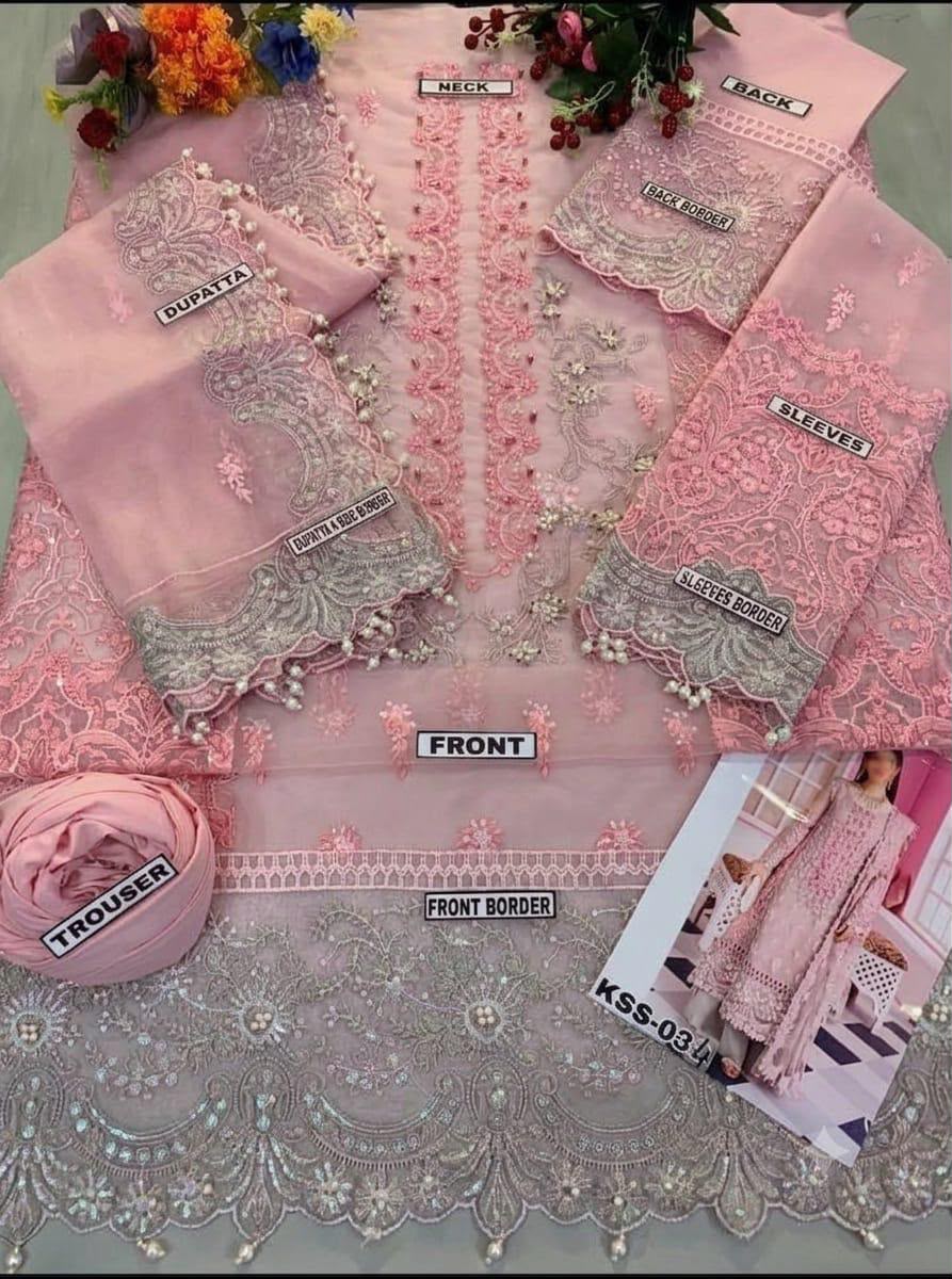 Elaaf Bridal Grey Organza Handwork Embroidered Suit – Adda Work, Pearls & Ready-to-Wear Dupatta