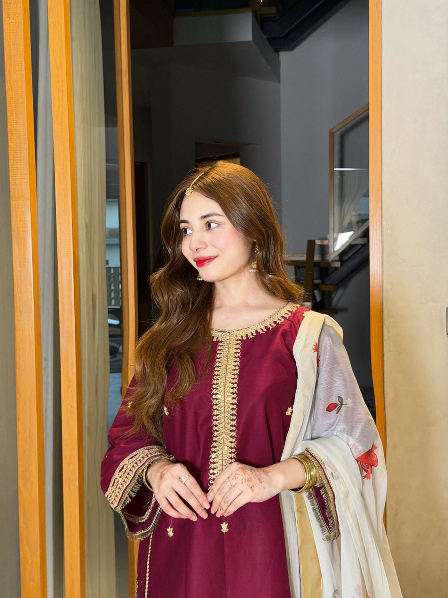 Preet Pret Wear Winter Collection 2026-2027 | 3PC Embroidered Dhanak Suit (NF 3036)