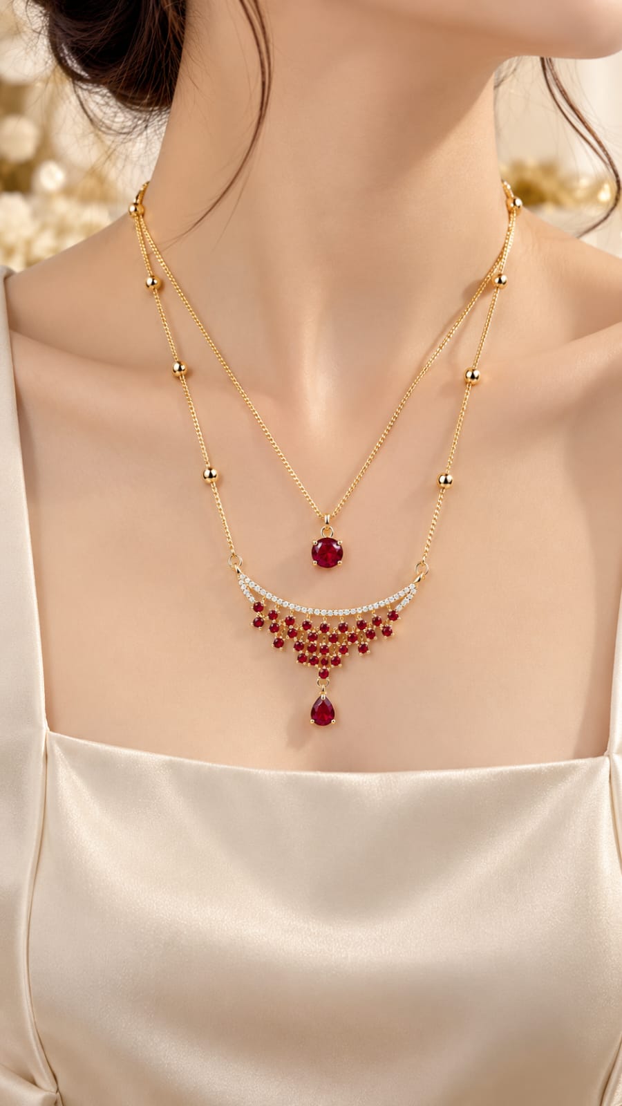 Premium Pure Zircon Locket Mala | Waterproof & Anti-Tarnish Jewelry