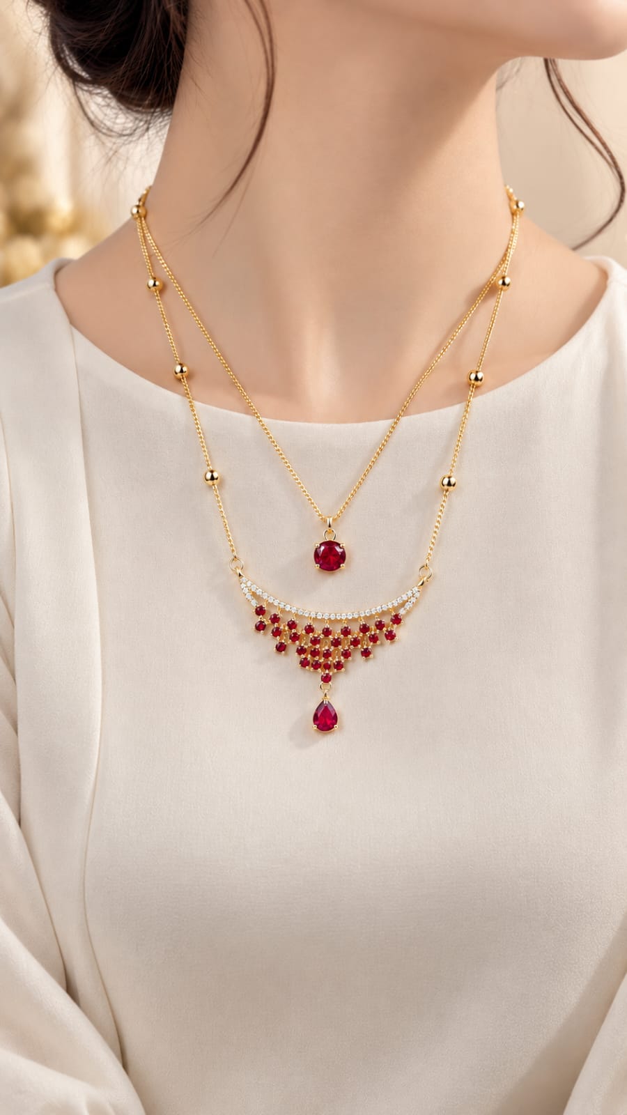 Premium Pure Zircon Locket Mala | Waterproof & Anti-Tarnish Jewelry