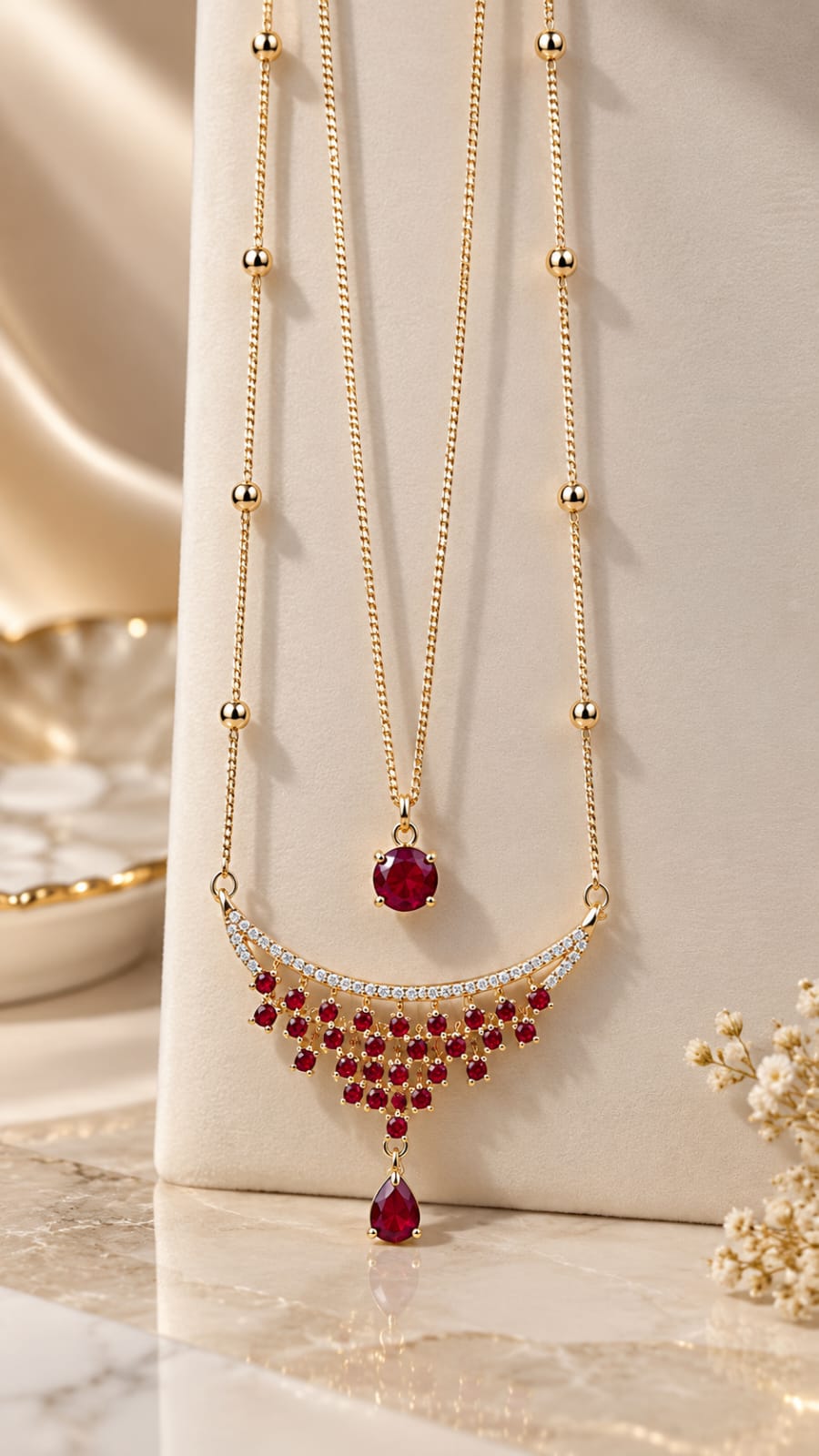 Premium Pure Zircon Locket Mala | Waterproof & Anti-Tarnish Jewelry