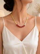 Premium Stainless Steel Red Stone Necklace | Elegant Fashion Jewelry