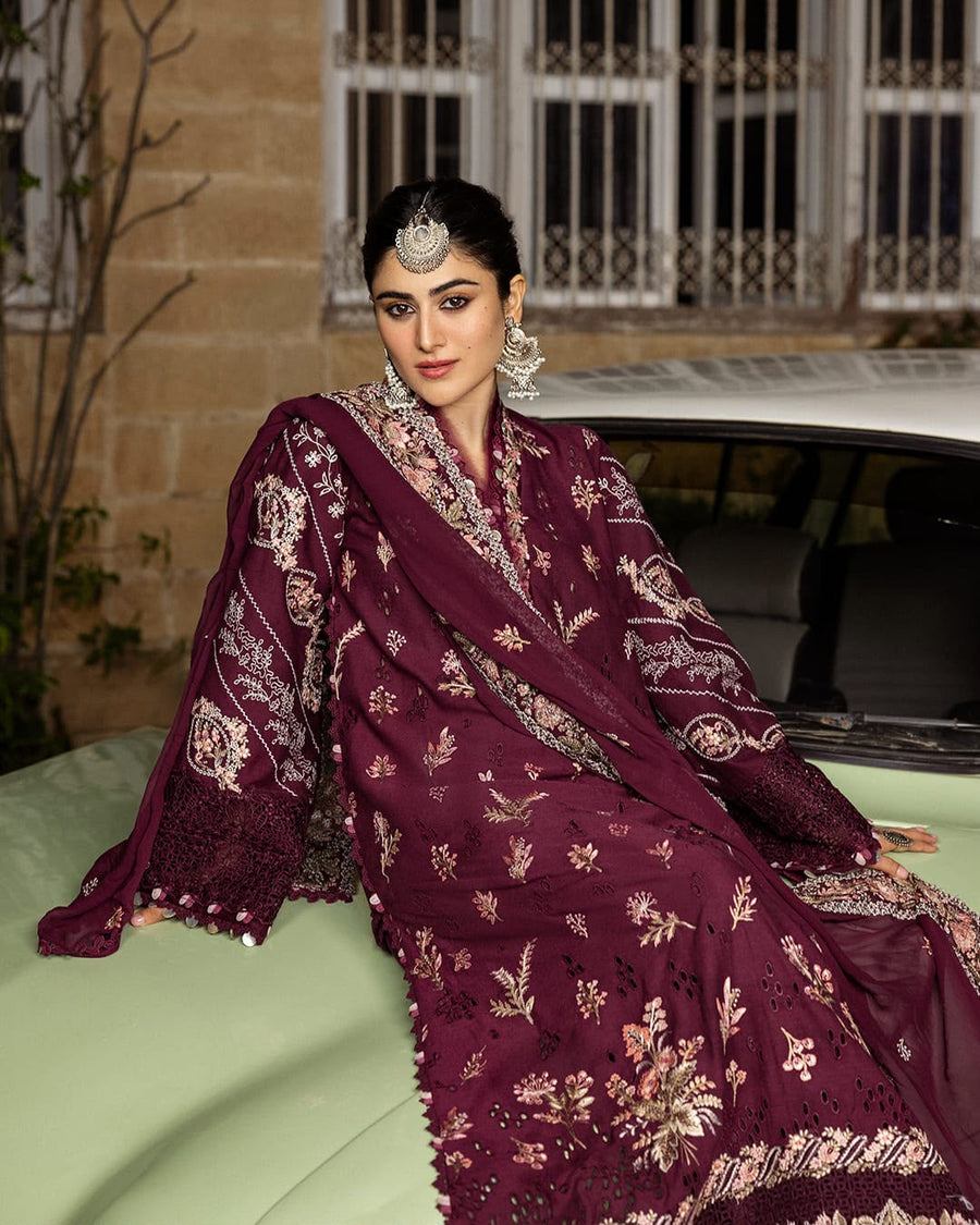 KAHF Premium Air-Jet Dhanak 3-Piece Embroidered Suit (Code: NF 436)