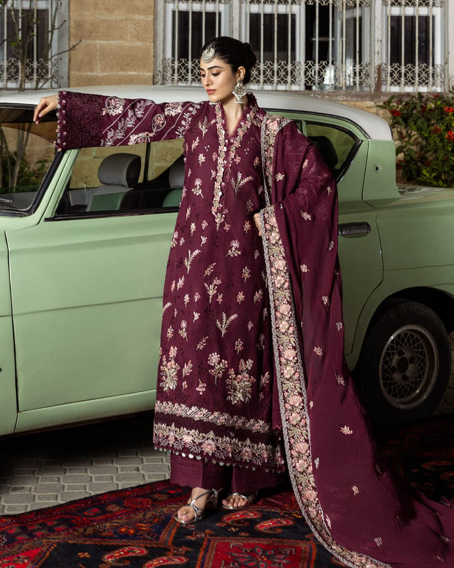 KAHF Premium Air-Jet Dhanak 3-Piece Embroidered Suit (Code: NF 436)
