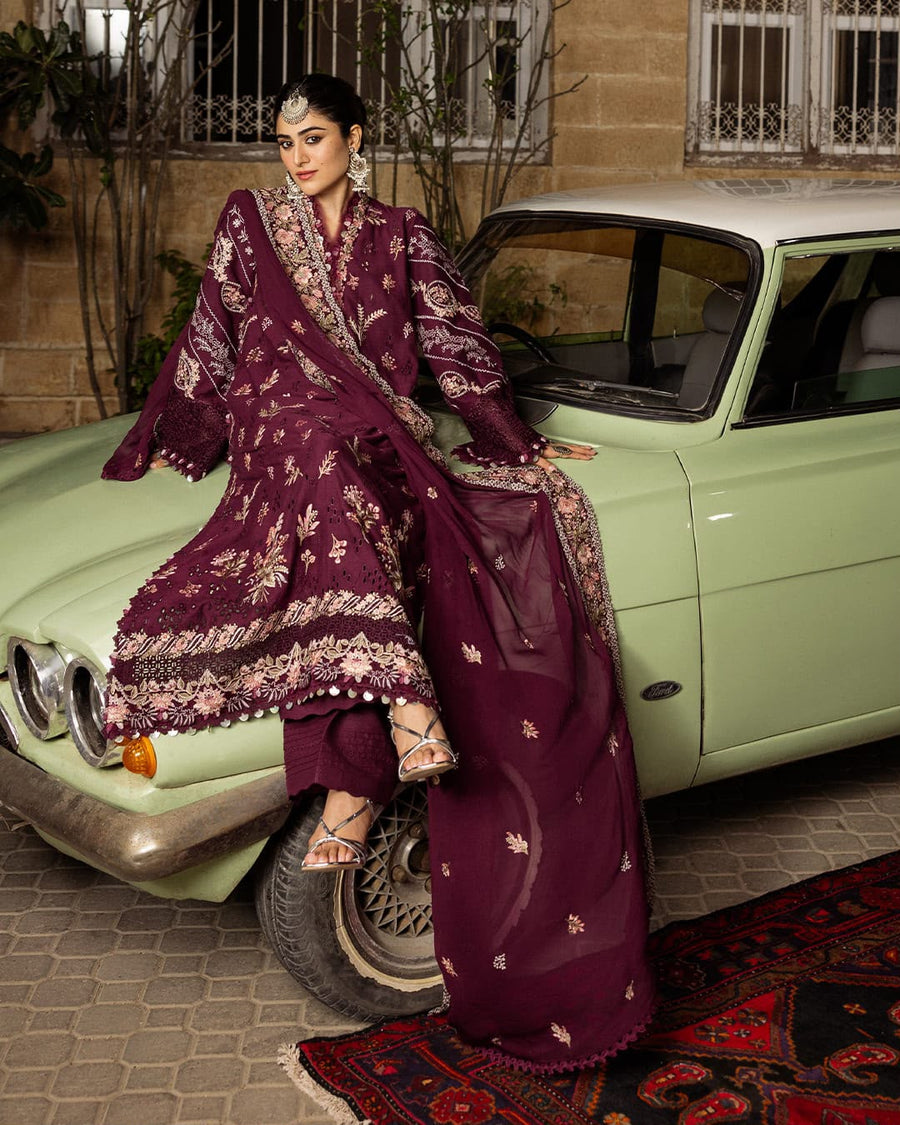KAHF Premium Air-Jet Dhanak 3-Piece Embroidered Suit (Code: NF 436)